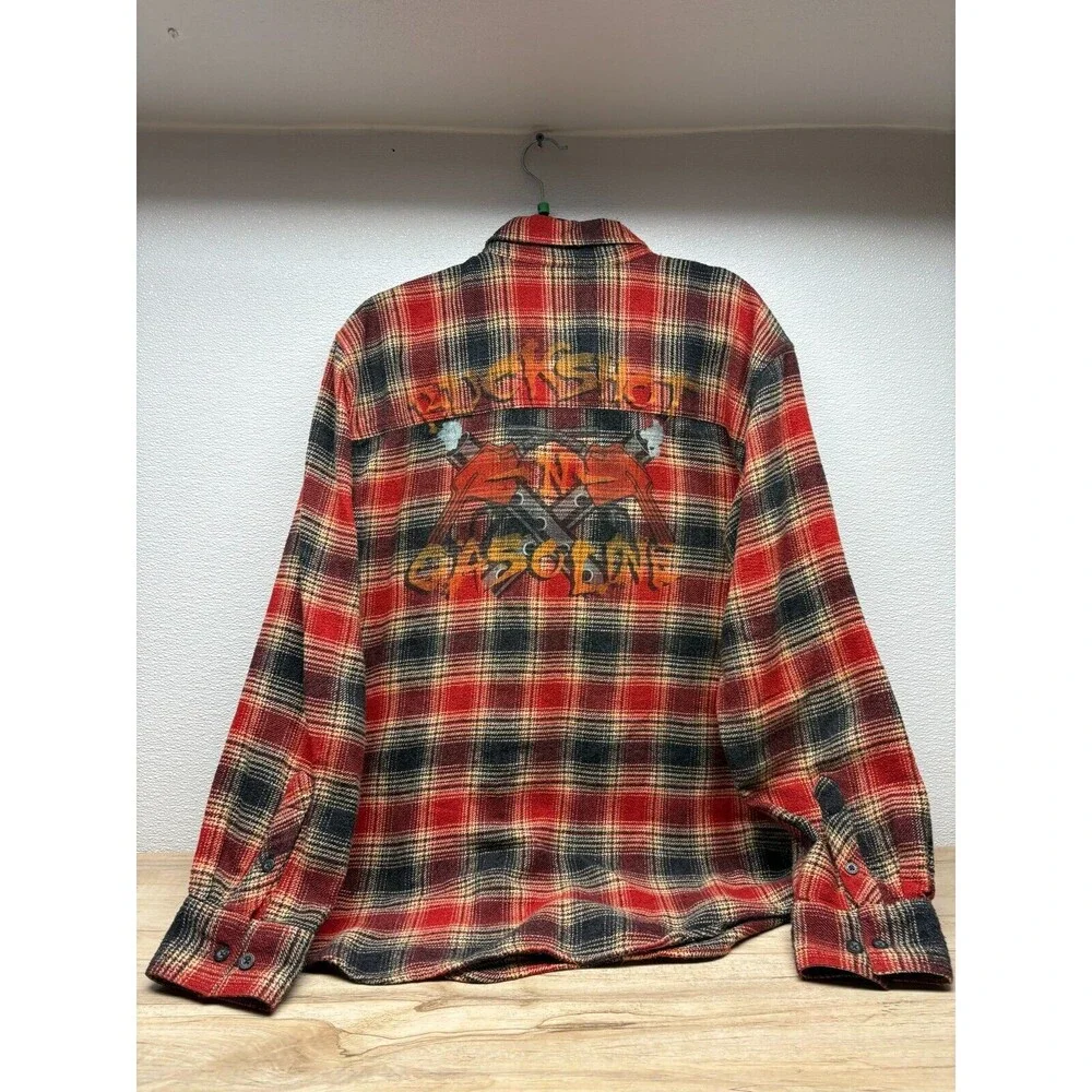 Harley Davidson Mens Long Sleeve Plaid Shirt Button Down Size: L 100% Cotton
